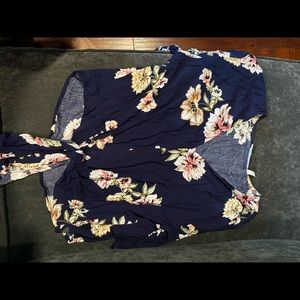 Blue with flowers blouse